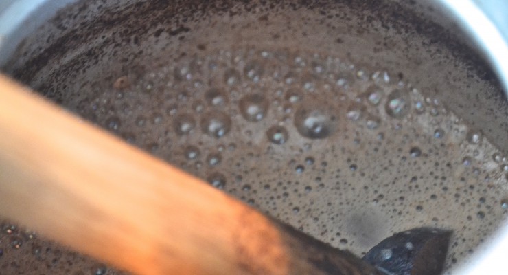 Colombian Hot Chocolate on the stove