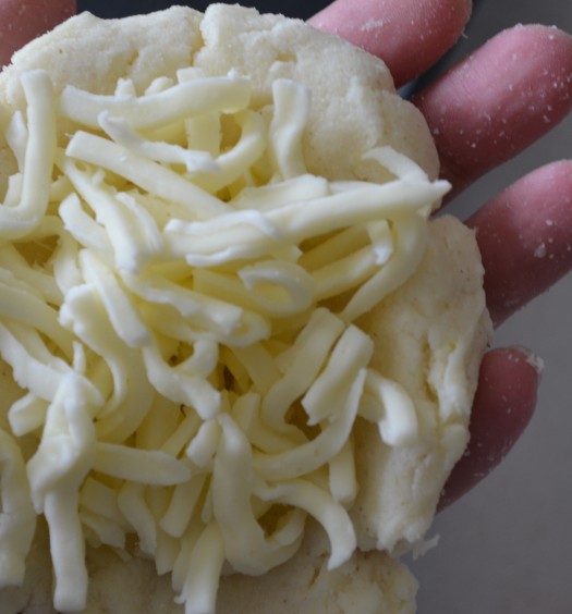 Forming the Arepa with Cheese.