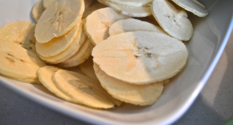 Sliced plantain chips.