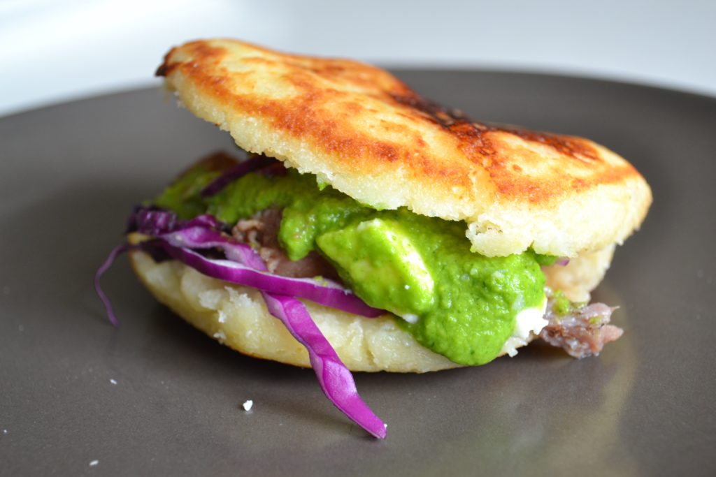 Arepa with guasacaca - ©ArepasDelGringo